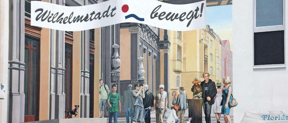 Auch dieses Wandgemälde soll vom neuen Aufschwung der Wilhelmstadt künden.