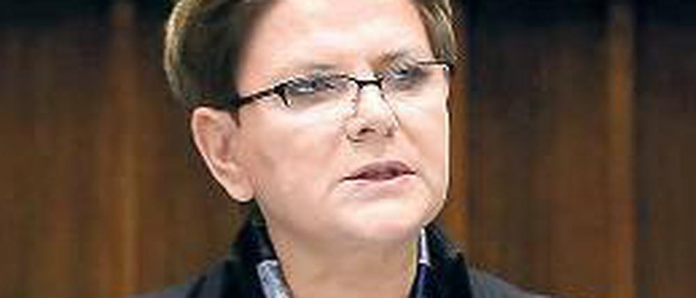 Erster Auftritt im Parlament. Regierungschefin Beata Szydlo. 