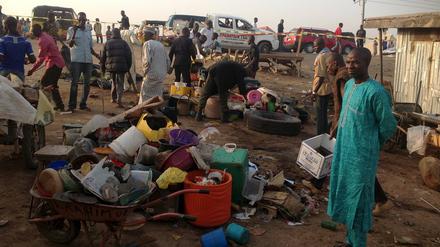 Auf diesem Bild ist der Markt der Stadt Yola zu sehen, auf dem am Dienstag 30 Menschen bei einem Selbstmordanschlag ums Leben kamen.