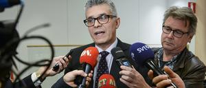 Anders Thornberg, Chef des schwedischen Sicherheitsdienstes spricht mit der Presse nachdem Schweden die Terrorwarnstufe angehoben hat.