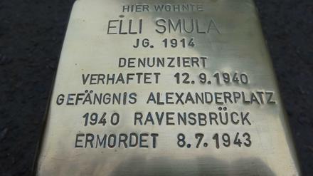 Der Stolperstein von Elli Smula. 