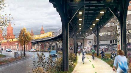 Das Projekt „Radbahn“ möchte Berlins ersten (weitestgehend) überdachten Radweg realisieren. Fast 9 Kilometer lang unter der U-Bahnstrecke der U1. 