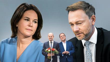 Montage Baerbock, Lindner, Scholz, Laschet