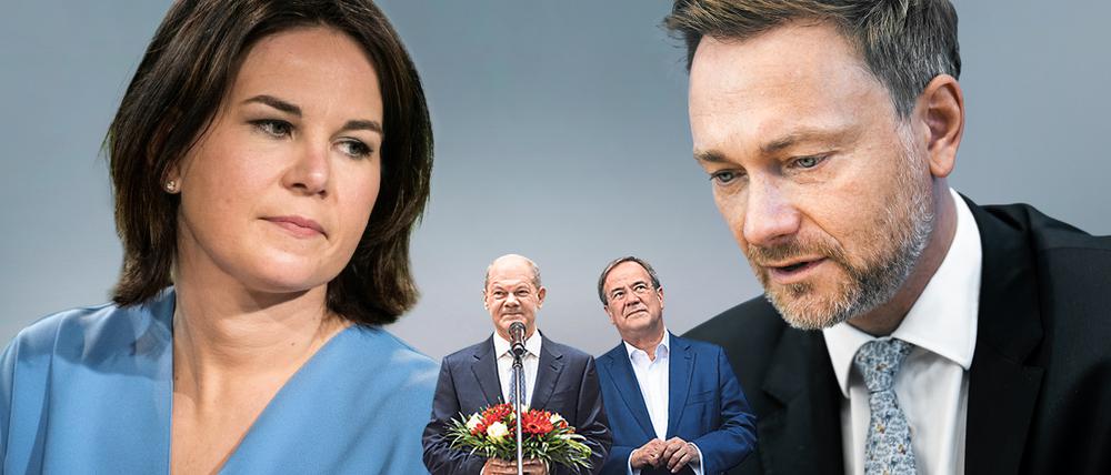 Montage Baerbock, Lindner, Scholz, Laschet