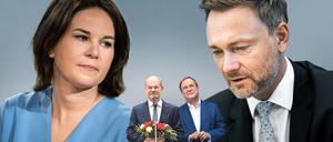 Montage Baerbock, Lindner, Scholz, Laschet