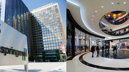 Das Axel-Springer-Hochhaus und die Mall of Berlin. 