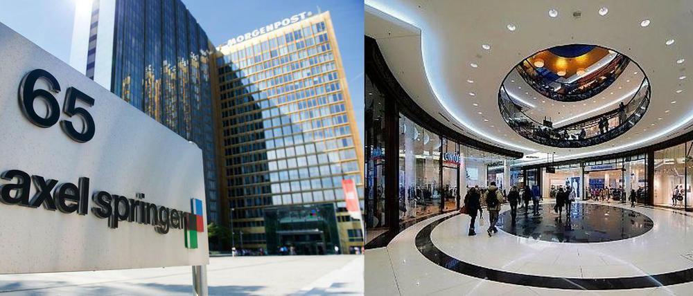 Das Axel-Springer-Hochhaus und die Mall of Berlin.