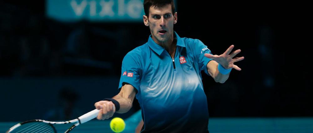 Novak Djokovic im Finale der ATP World Tour Finals gegen Roger Federer.