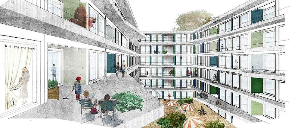 So soll der Neubau auf dem Schulgelände aussehen.