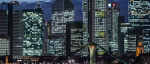 Büros der Bankentürme im hessischen Frankfurt am Main.