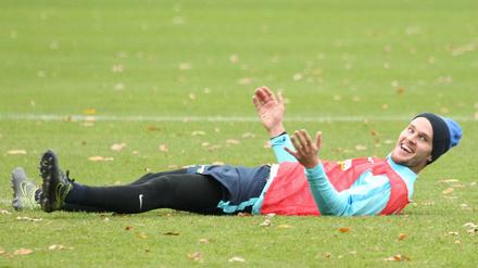 Sebastian Langkamp bei einer Trainingseinheit von Hertha BSC. Am Sonntag empfangen die Berliner die TSG Hoffenheim. 