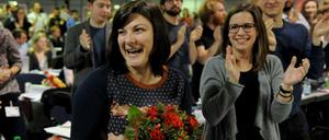 Applaus. Die Bundesvorsitzende der Jusos, Johanna Uekermann ist am Freitagabend auf dem dreitägigen Bundeskongreß der Jusos mit 214 von 296 gültigen Stimmen wiedergewählt worden. 