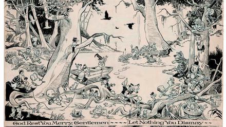 Vorsatzblatt für die Autobiografie "Ten Ever-Lovin’ Blue-Eyed Years with Pogo", 1959, Tusche auf Karton.