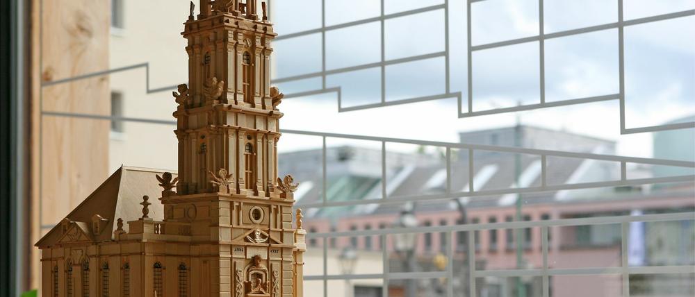 Nur im Modell. Die Garnisonkirche in Potsdam soll wiederaufgebaut werden.