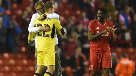 Nach dem 2:1 von Liverpool gegen Bordeaux strahlte Jürgen Klopp mit seinen Spielern um die Wette.