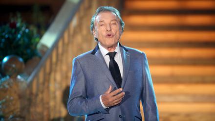 Sänger Karel Gott bei der Generalprobe der ARD-Sendung "Musikantenstadl" in der Messehalle in Tulln (Österreich) am 13.09.2013.