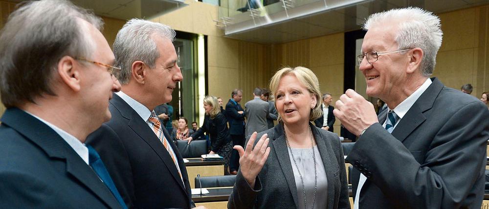 Kein Weiterkommen? Die Ministerpräsident Haseloff, Tillich, Kraft und Kretschmann. 