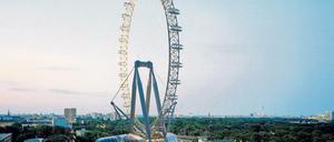 So sahen einst die Pläne des Senats aus. Eine Computersimulation des geplanten Riesenrades in der City-West in Berlin.
