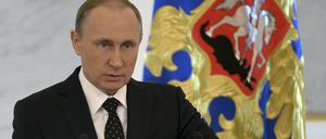Der russische Präsident Wladimir Putin bei seiner Rede zur Lage der Nation. 