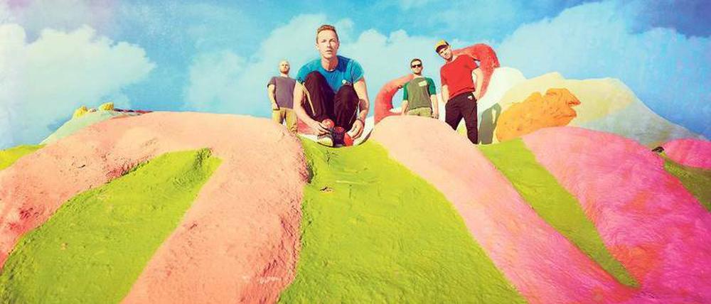 Bunt bleiben. Coldplay mit Sänger Chris Martin (vorne).