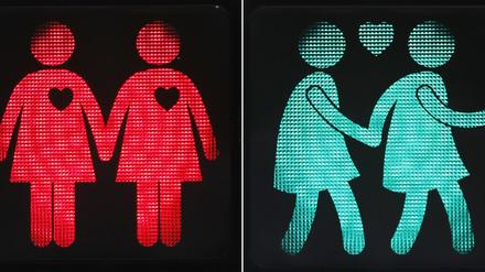 Diese Ampelpärchen, wie sie in Wien zu sehen sind, wurden auch in Linz angebracht - allerdings nur für kurz Zeit. 