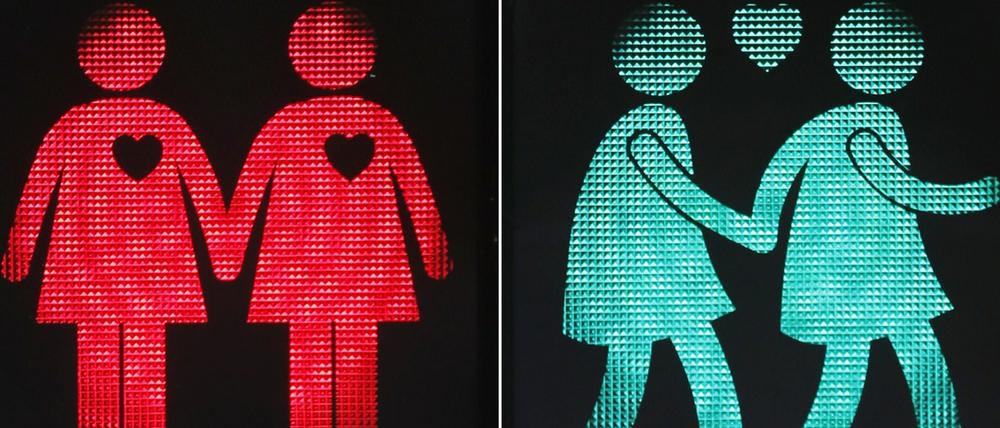 Diese Ampelpärchen, wie sie in Wien zu sehen sind, wurden auch in Linz angebracht - allerdings nur für kurz Zeit. 