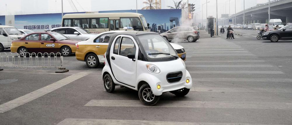 Ein Elektroauto aus chinesischer Produktion in der Hauptstadt Peking.