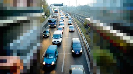 Es staut sich auf der Stadtautobahn.