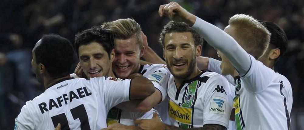 Die Gladbacher wollen auch in Manchester wieder jubeln.