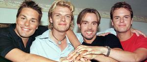Die damals noch vier Mitglieder der Boyband Caught In The Act, von links nach rechts: Eloy de Jong, Baastian Ragas, Benjamin Boyce und Lee Baxter. Das Bild entstand 1998.