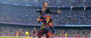 Zwei sind nicht zu bremsen. Neymar und Luis Suarez schossen in Lionel Messis Abwesenheit 19 Tore in Folge. 