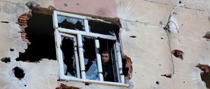 Zerstörungen an einem Gebäude im Stadtteil Sur von Diyarbakir nach Kämpfen zwischen türkischen Sicherheitskräften und der kurdischen Arbeiterpartei. 