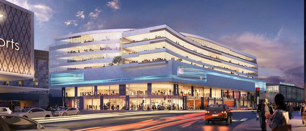 Aus dem Rennen. Wegen der geforderten geringeren Höhe mussten die Architekten Annette Axthelm und Henner Rolvien ihren Entwurf überarbeiten. Danach gefiel er dem Investor Hines und dem Bezirksamt aber nicht mehr.