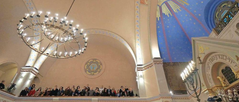 Die Synagoge Pestalozzistraße, hier im Dezember 2014 bei der Wiedereinweihung nach einer Sanierung.