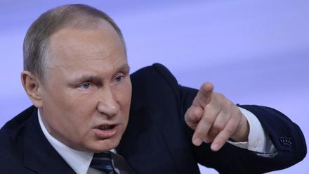 Russlands Präsident Wladimir Putin bei seiner jährlichen Marathon-Pressekonferenz.