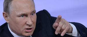 Russlands Präsident Wladimir Putin bei seiner jährlichen Marathon-Pressekonferenz.