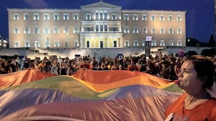 Der Christopher Street Day in Athen im Jahr 2015.