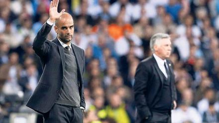 Geht mit der Zeit. Pep Guardiola wird im Sommer von Carlo Ancelotti (rechts) abgelöst – ausgerechnet.
