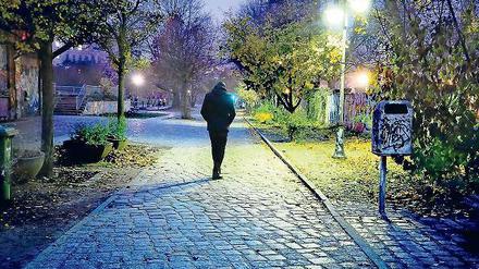 Die Regel und die Ausnahme. Ein gut ausgeleuchteter Park? Da muss man in Berlin lange suchen. 