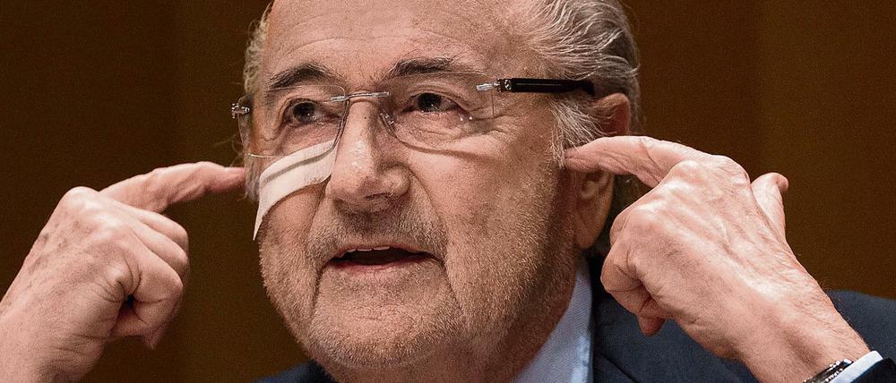 Joseph 'Sepp' Blatter, bei seiner Pressekonferenz am Montag.