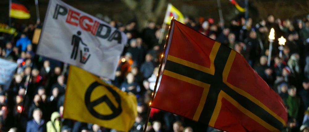 Pegida-Kundgebung am Montag vor Weihnachten in Dresden
