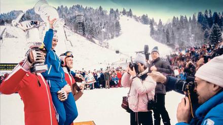 Gesamtdeutscher Überflieger. Jens Weißflog gewann die Tournee 1984, 1985 (Foto – in Diensten der DDR), 1991 und 1996. 