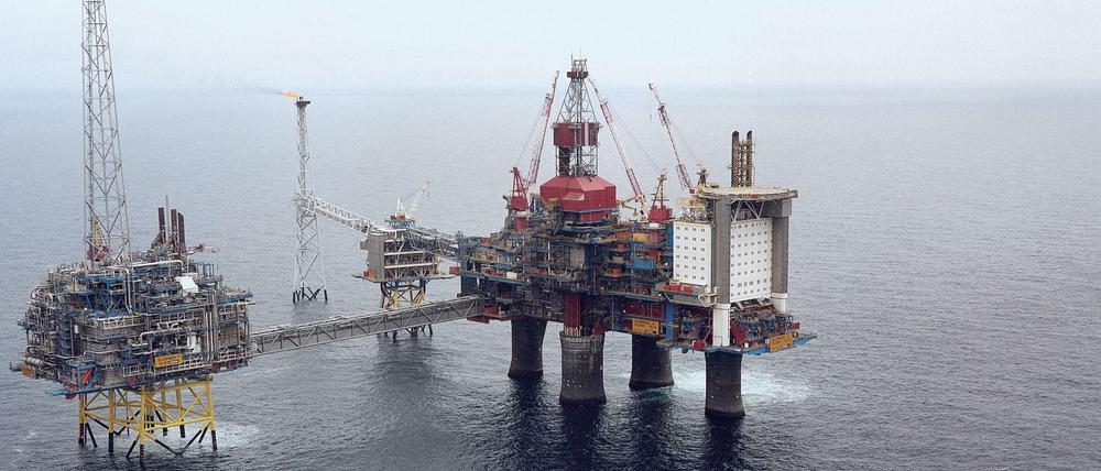 Es liegen einige Ölplattformen vor der Küste Norwegens. In diesem Bild aus dem Jahr 2008 ist die "Sleipner gas platform" zu sehen, etwa 250 Kilometer vor Norwegen.