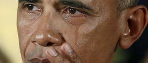 Barack Obama war bei seiner Rede am Dienstag in Tränen ausgebrochen, als er über die 2012 bei einem Amoklauf getöteten mehr als 20 Kinder sprach.