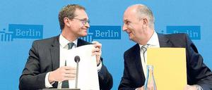 Hallo Nachbar. Ministerpräsident Dietmar Woidke (rechts) und Berlins Regierender Bürgermeister Michael Müller auf einem Archivbild aus besseren Tagen. 