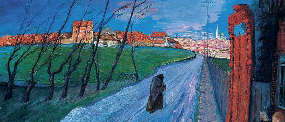 Farben der Heimat. Marianne von Werefkin erinnert sich 1913/14 mit „Stadt in Litauen“ ihrer russischen Wurzeln.