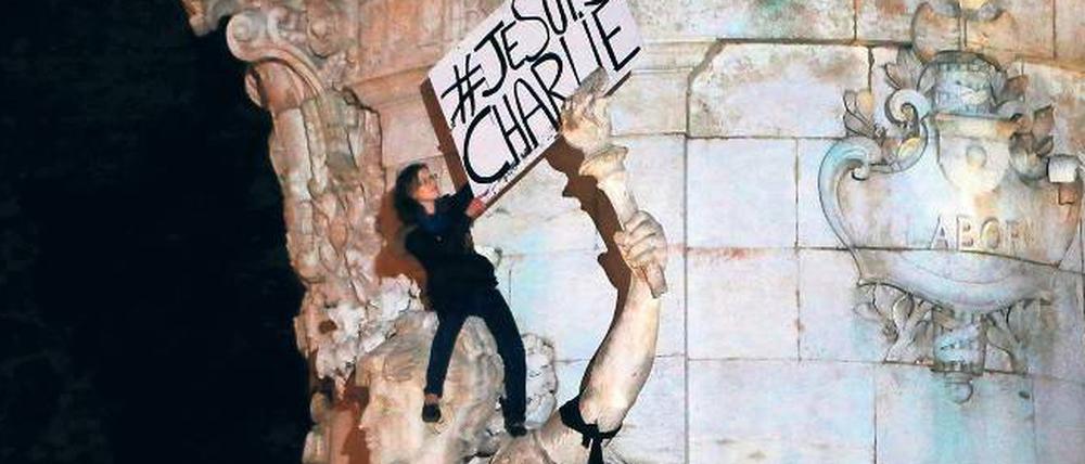 Utopischer Moment des Zusammenhalts. Die Verteidigung republikanischer Werte – auf der Place de la République, am 8. Januar 2015.