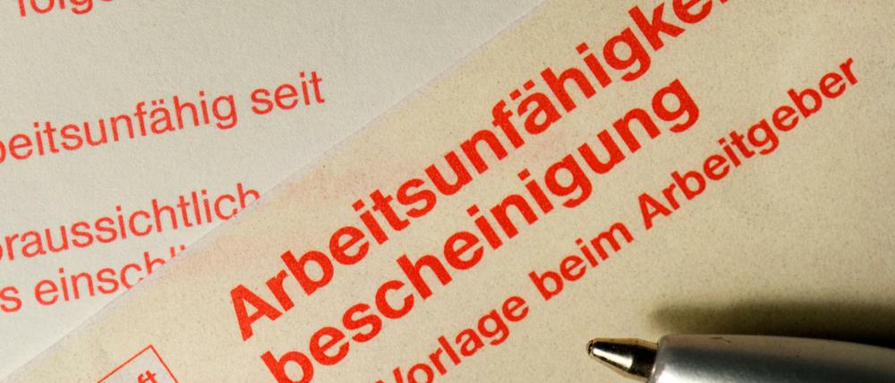 Eine Arbeitsunfähigkeitsbescheinigung zur Vorlage beim Arbeitgeber.