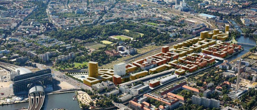 Zu wenig Wohnraum in Berlin. Abhilfe schafft in wenigen Jahren auch das 40 Hektar große Stadthafenquartier Eurocity, wo bald bis zu 10.000 Menschen Platz zum Wohnen und Arbeiten finden sollen.