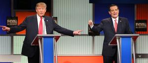 Bist Du überhaupt ein richtiger Amerikaner? Donald Trump (links) attackierte den Senator aus Texas Ted Cruz mit dem Hinweis darauf, dass dieser gar nicht in den USA geboren sei, sondern in Kanada. 
